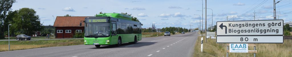 Miljövänliga stadsbussar som drivs av biogas